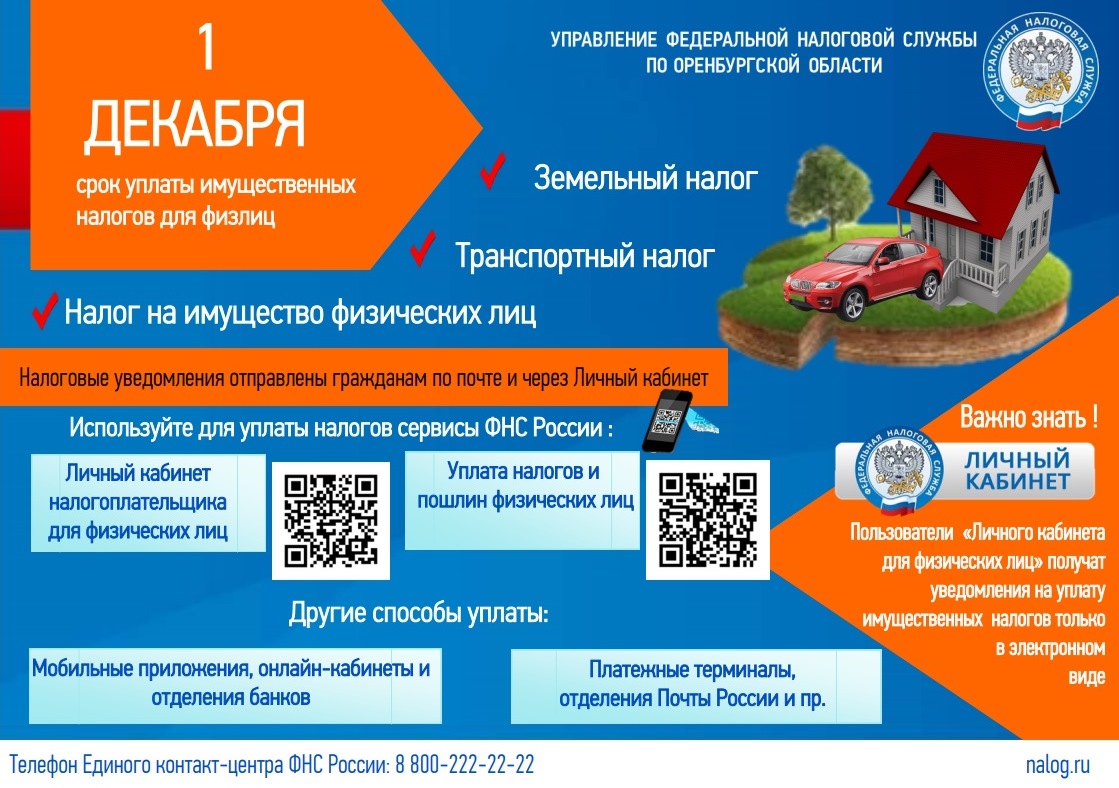 1 декабря истекает срок оплаты налоговых уведомлений за 2019 год | ФНС  России | 56 Оренбургская область